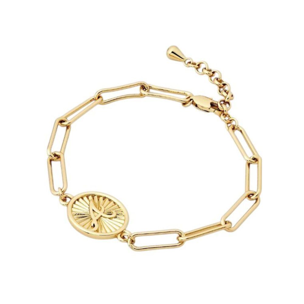 Bijoux Sport by Luv Aj MLB Gold Plated Brass Oval Coin Bracelet Atlanta Braves